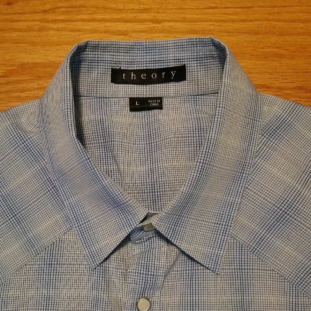 Theory Light Blue Patterned Button Down Western S… - image 2